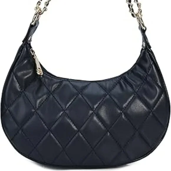 Y2K Women Shoulder Bag Vintage Clutch Hobo Tote Handbag Black Quilted Styling - Picture 1 of 3